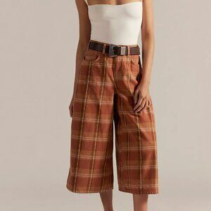 NWT We The Free High Top Wide Crop Plaid Jeans